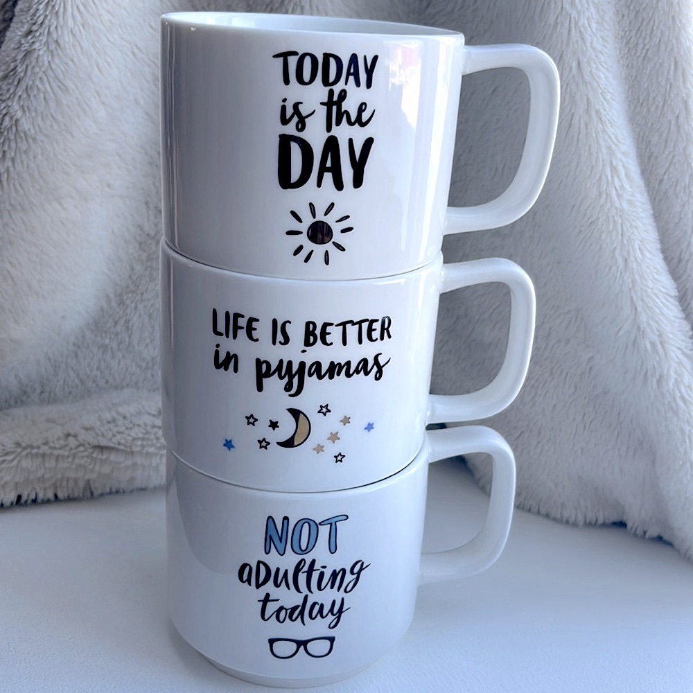 INDIGO Cute Set of 3 Coffee Mugs